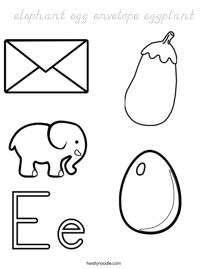 elephant egg envelope eggplant Coloring Page