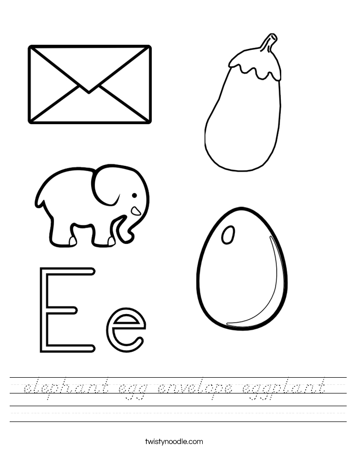 elephant egg envelope eggplant Worksheet