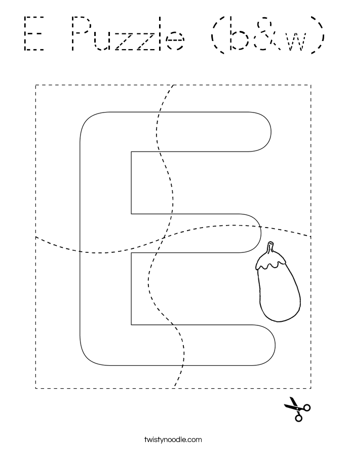 E Puzzle (b&w) Coloring Page