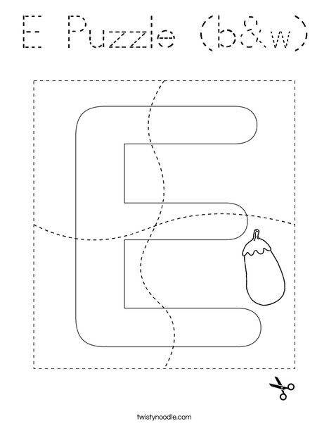 E Puzzle (b&w) Coloring Page