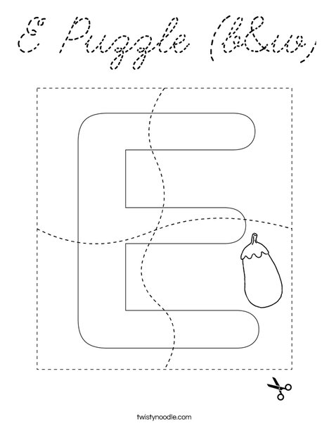 E Puzzle (b&w) Coloring Page