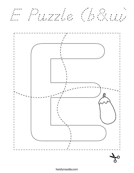 E Puzzle (b&w) Coloring Page