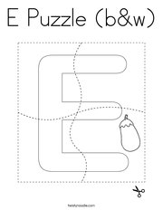 E Puzzle (b&w) Coloring Page