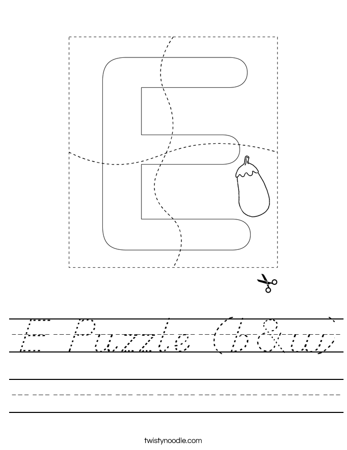 E Puzzle (b&w) Worksheet