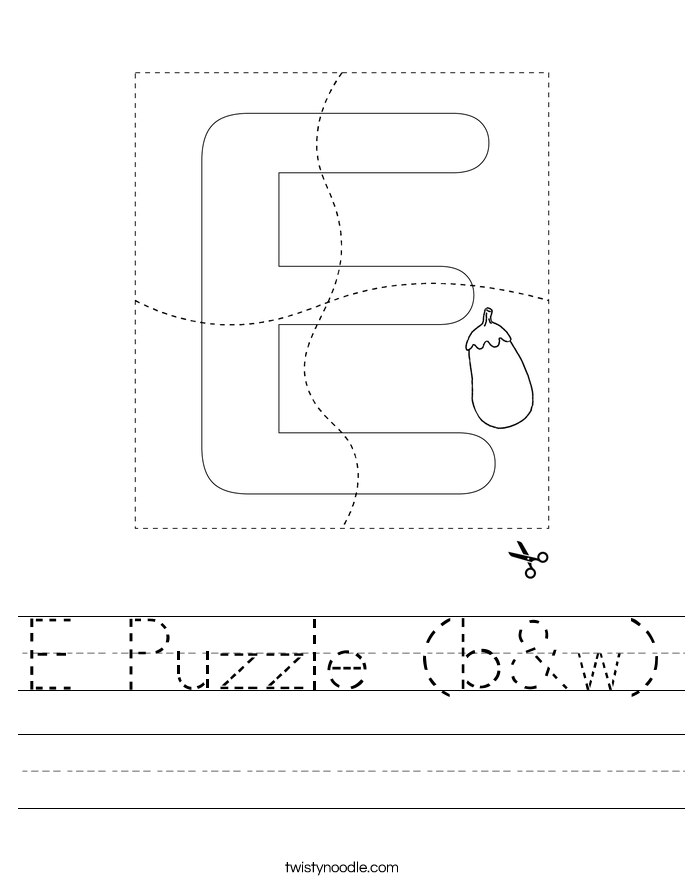 E Puzzle (b&w) Worksheet