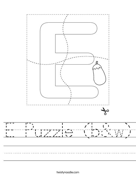 E Puzzle (b&w) Worksheet