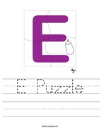 preschool worksheets letter e E Puzzle Handwriting Sheet