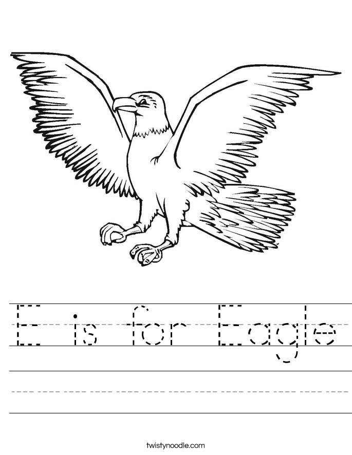 E Is For Eagle Worksheet Twisty Noodle