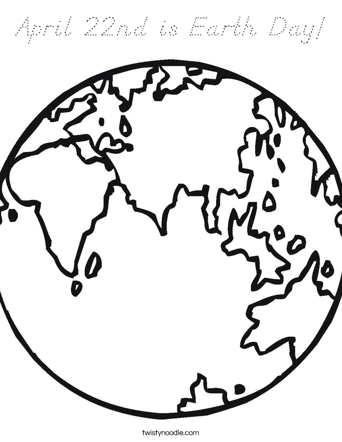 April 22nd is Earth Day! Coloring Page