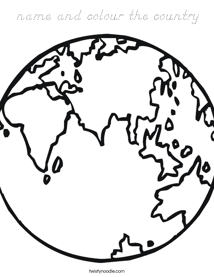 name and colour the country Coloring Page