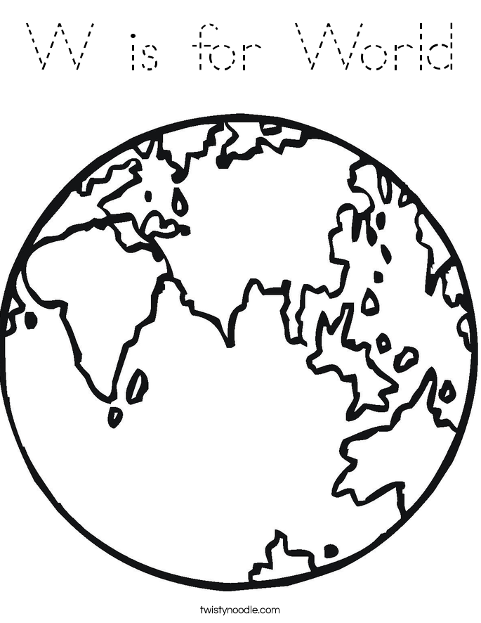 W is for World Coloring Page