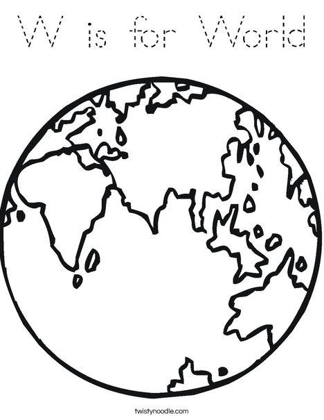 E is for Earth Coloring Page