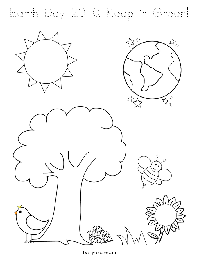 Earth Day 2010. Keep it Green! Coloring Page