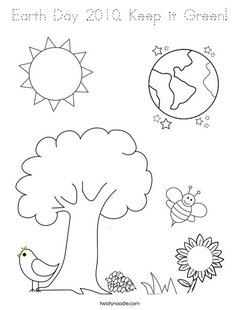 Earth and Flower Coloring Page