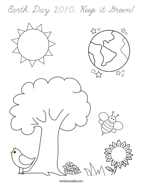 Earth and Flower Coloring Page