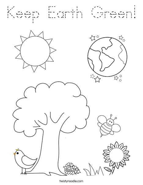 Earth and Flower Coloring Page