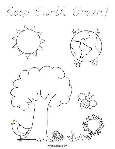Earth and Flower Coloring Page