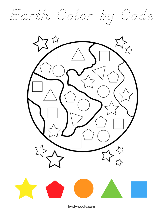 Earth Color by Code Coloring Page