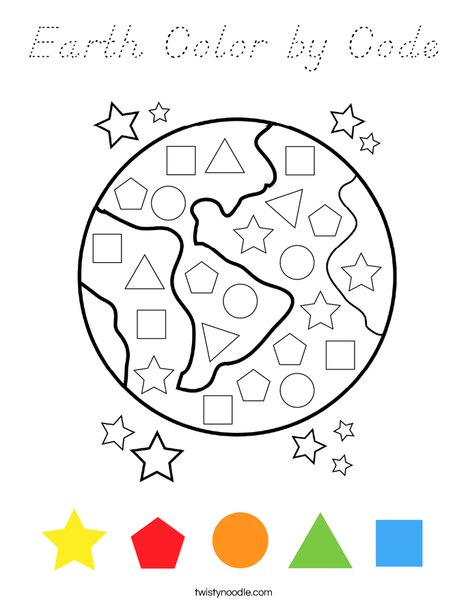 Earth Color by Code Coloring Page