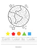 Earth Color by Code Handwriting Sheet