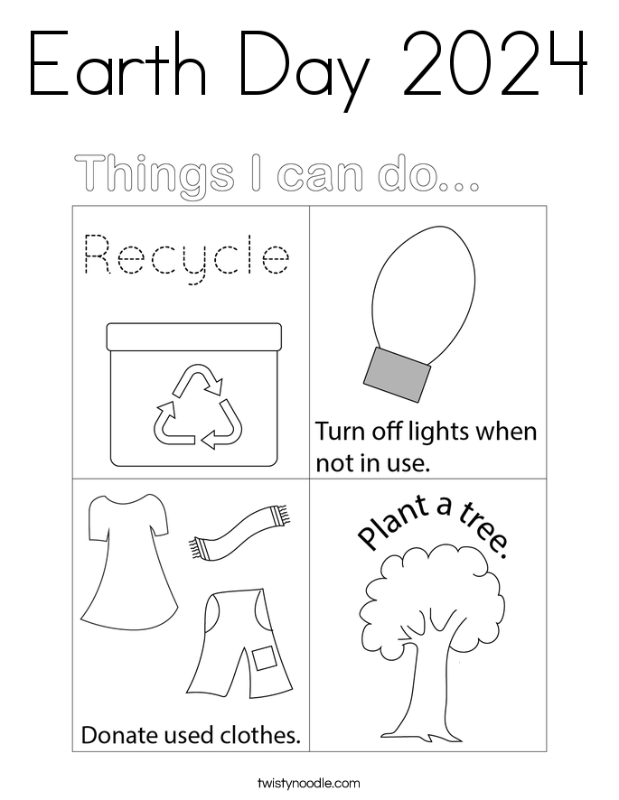 Earth Day 2024 Coloring Page