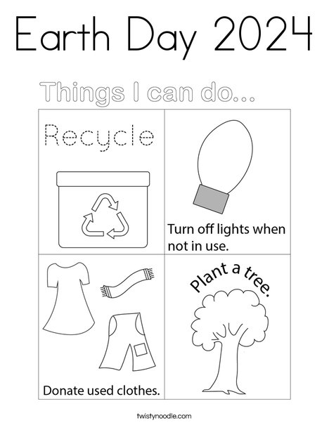 Earth Day 2024 Coloring Page