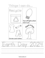 Earth Day 2024 Handwriting Sheet