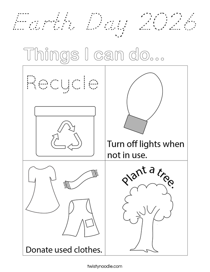 Earth Day 2026 Coloring Page
