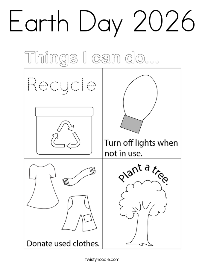 Earth Day 2026 Coloring Page