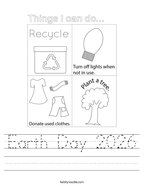 Earth Day 2026 Handwriting Sheet