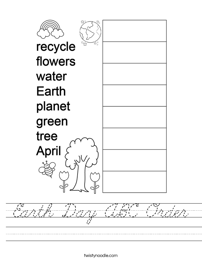 Earth Day ABC Order Worksheet