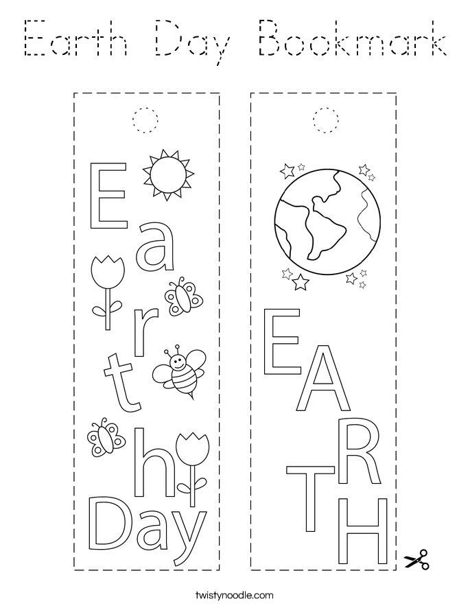 Earth Day Bookmark Coloring Page