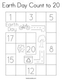 Earth Day Count to 20 Coloring Page