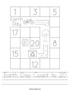 Earth Day Count to 20 Handwriting Sheet