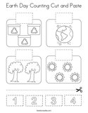 Earth Day Counting Cut and Paste Coloring Page
