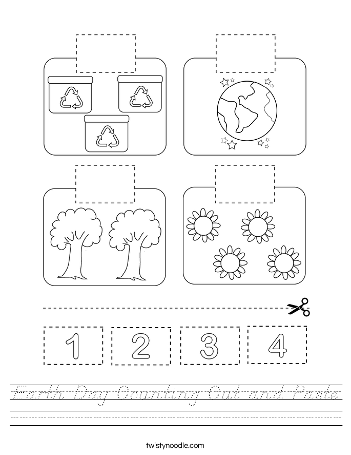 Earth Day Counting Cut and Paste Worksheet