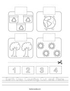 Earth Day Counting Cut and Paste Handwriting Sheet
