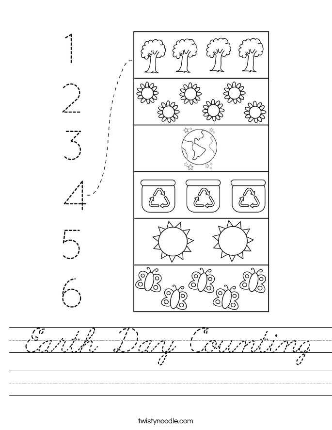 Earth Day Counting Worksheet