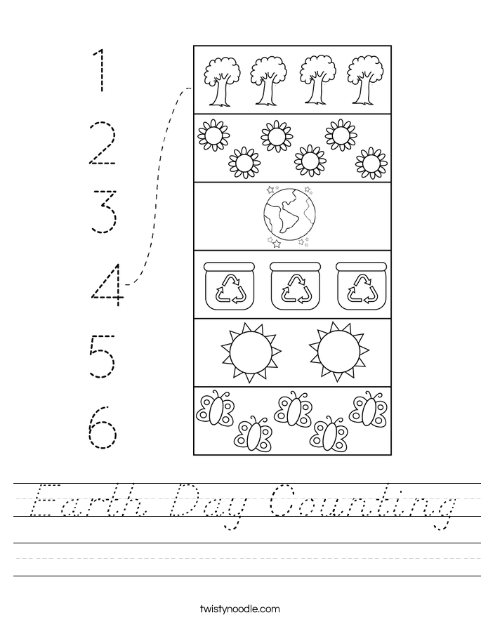 Earth Day Counting Worksheet