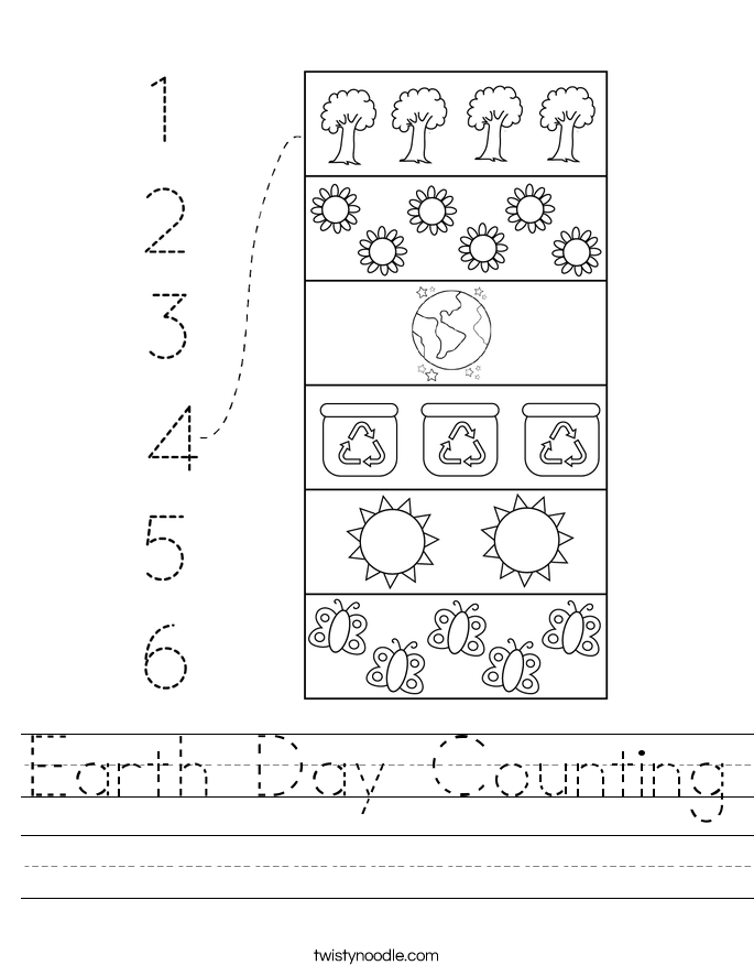 Earth Day Counting Worksheet