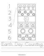 Earth Day Counting Handwriting Sheet