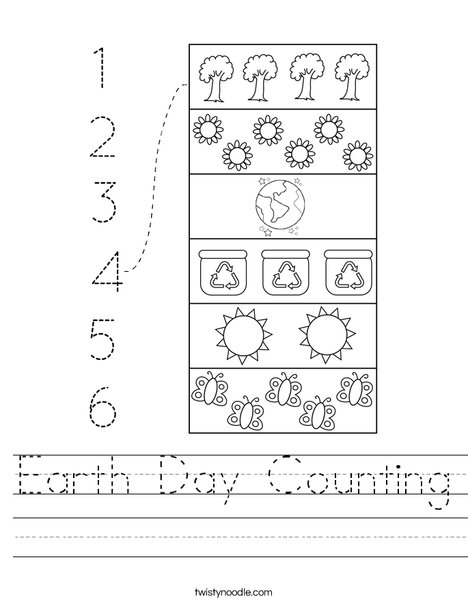 Earth Day Counting Worksheet