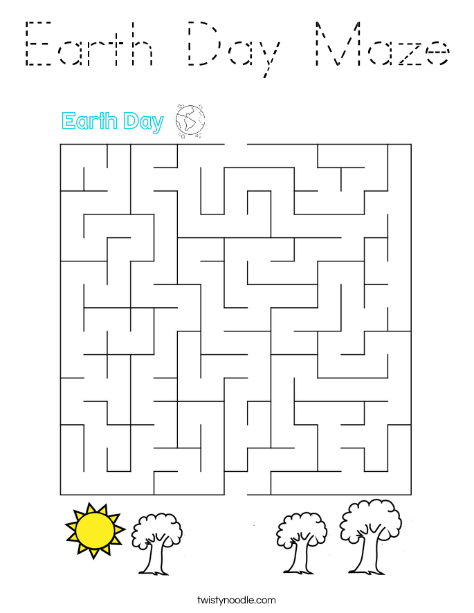 Earth Day Maze Coloring Page