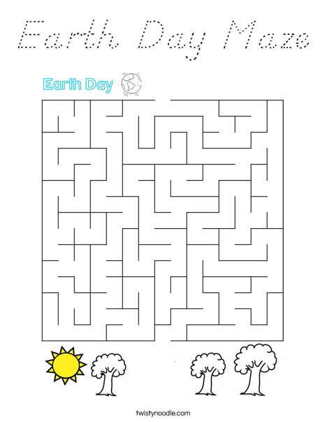 Earth Day Maze Coloring Page