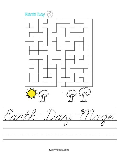 Earth Day Maze Worksheet