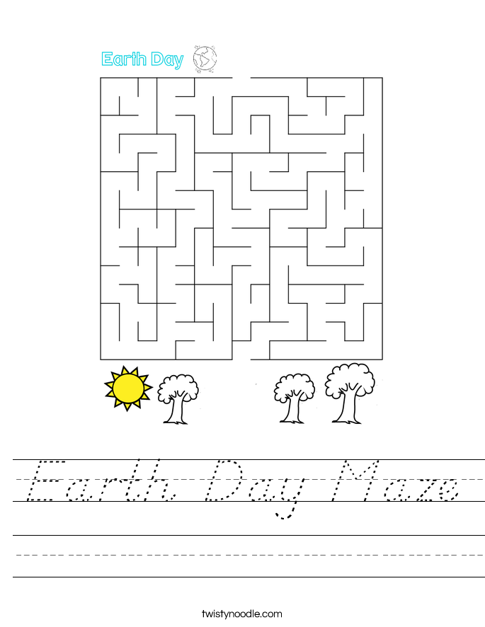 Earth Day Maze Worksheet