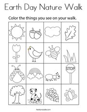 Earth Day Nature Walk Coloring Page