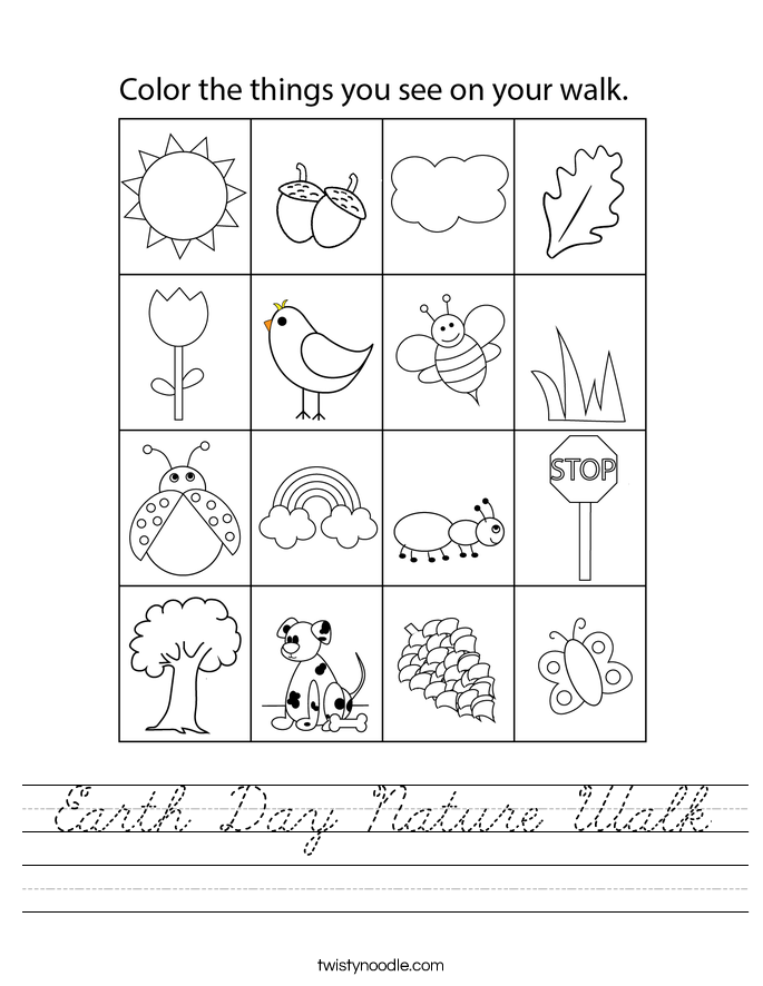 Earth Day Nature Walk Worksheet