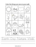 Earth Day Nature Walk Worksheet