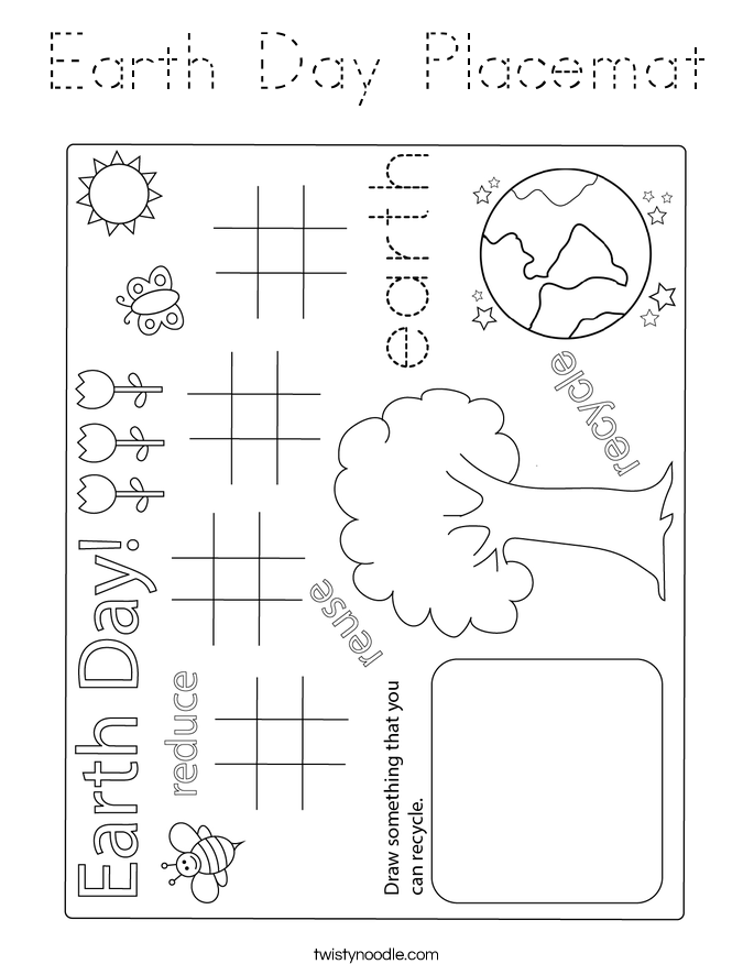 Earth Day Placemat Coloring Page